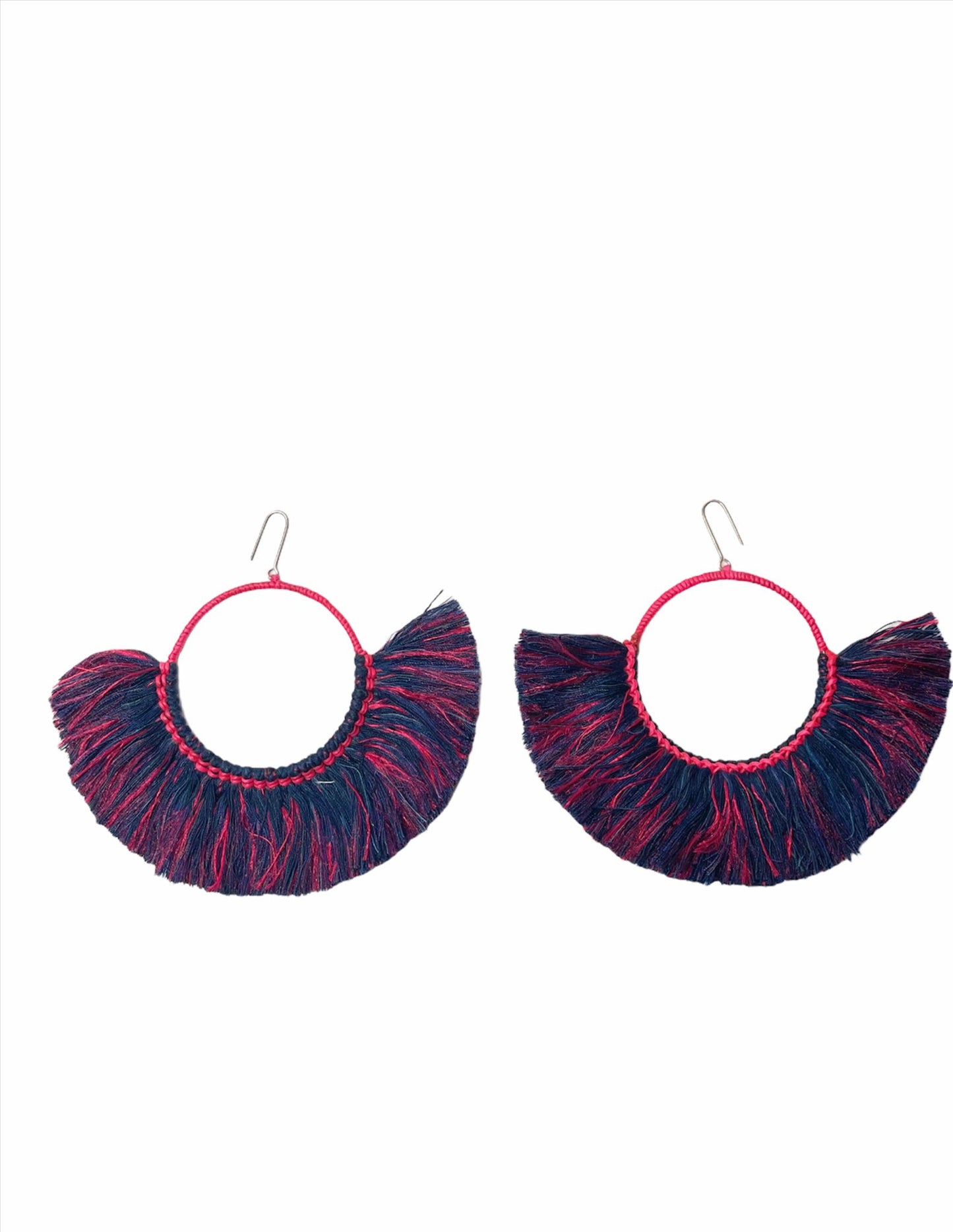 Natural Cotton Fringing Earrings - Large