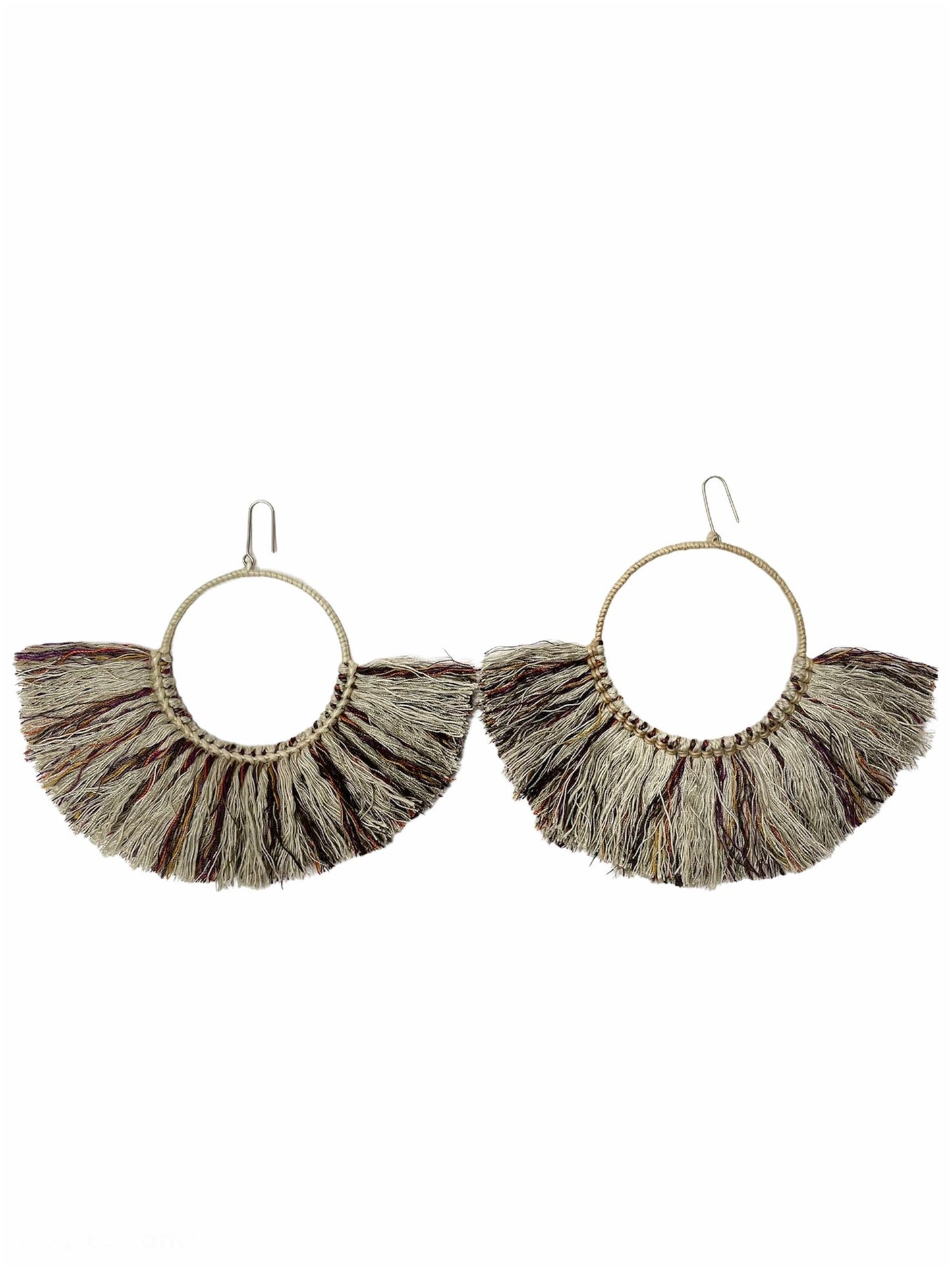 Natural Cotton Fringing Earrings - Large