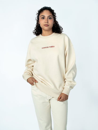 "gOOOd vibes" Embroidered Crewneck Sweatshirt