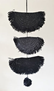 Floc Textured Raffia Mobile - Black
