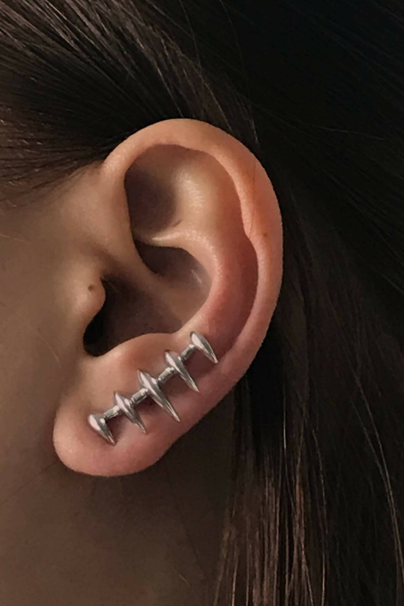 Unisex ear climber Sumba earring | Sterling Silver - White Rhodium