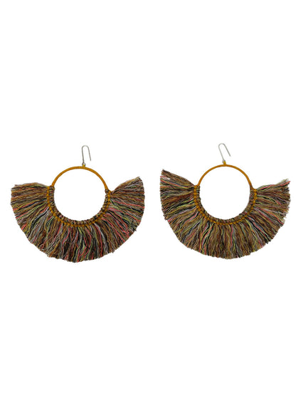 Natural Cotton Fringing  Earrings - Large