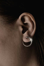 Load image into Gallery viewer, Nias sculptural hoop earrings | Sterling Silver - White Rhodium
