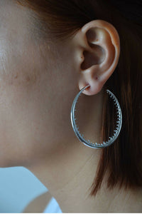 Bali large hoop earrings | Sterling Silver - White Rhodium