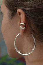 Load image into Gallery viewer, Bali large hoop earrings | Sterling Silver - White Rhodium
