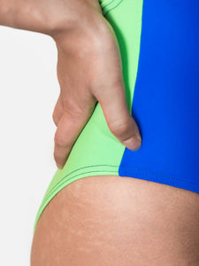 Swimsuit in regenerated fabric- royal&green